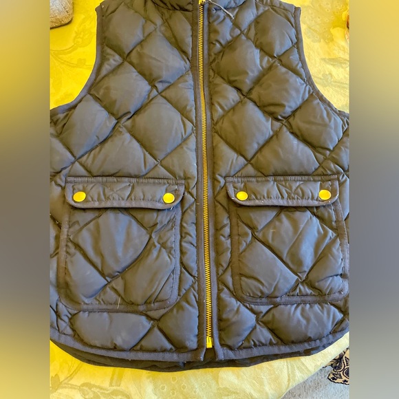 J.Crew Quilted Excursion Down Vest Hi Collar Patch Pocket Re-Imagined Petite PS - Picture 8 of 15